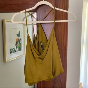 Silky chartreuse cowl cami